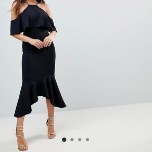 ASOS ruffle off the shoulder dress